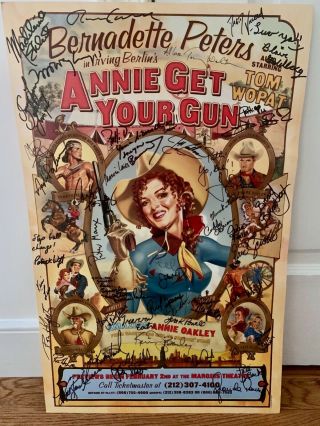 Annie Get Your Gun Broadway Poster Cast Signed - Stars Bernadette Peters 14 " X22 "