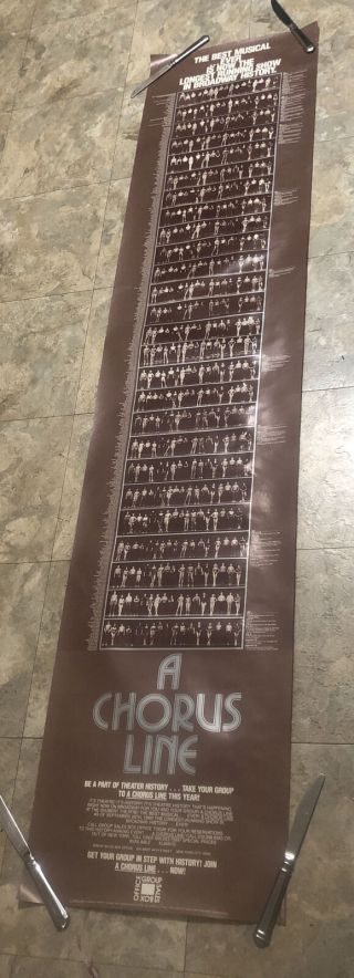 A Chorus Line Poster 72 X 16 Longest Running Show On Broadway 1983 Nm