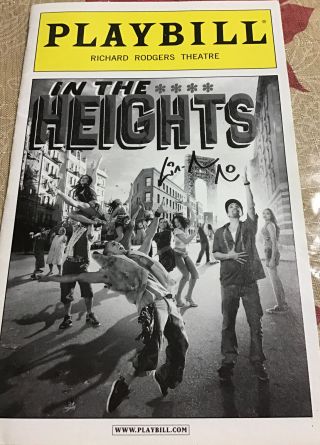 In The Heights Broadway Corbin Bleu 2010 Playbill Signed By Lin Manuel Miranda