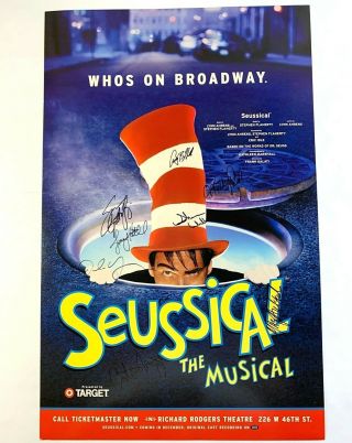 Rare Suessical Signed Broadway Dr Seuss Window Card Poster 14 " X 22 " 2001