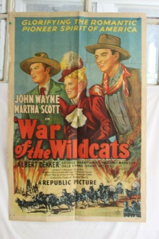 Vintage Movie Poster War Of The Wild Cats John Wayne Martha Scott Morgan Litho