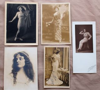 5 Female (1 Impersonator) Vaudeville Stars Publicity Photos (all Ny City C.  1910)