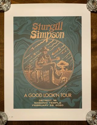 Sturgill Simpson - Masonic Temple Detroit 2/29/20 - Lithograph (8 Of 170)