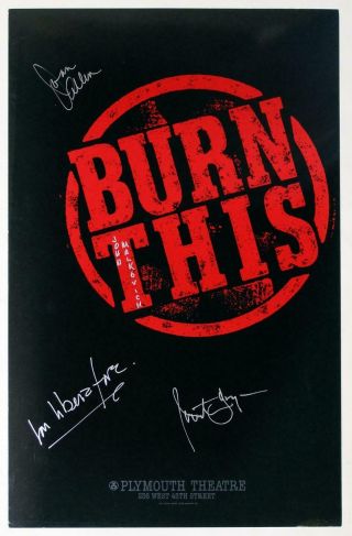Burn This Broadway Joan Allen,  Jonathan Hogan,  Signed Poster
