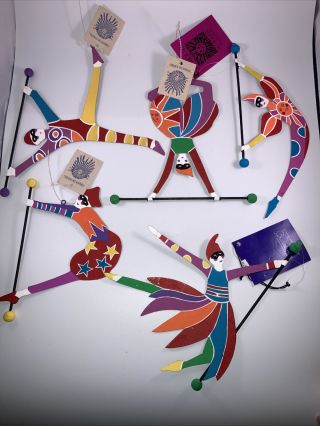 Department 56 Cirque Du Soleil Hand Painted Hanging Tin Acrobats Set Of 5