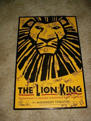 The Lion King Broadway Cast Signed Poster Minskoff Theatre Disney Musical Ny