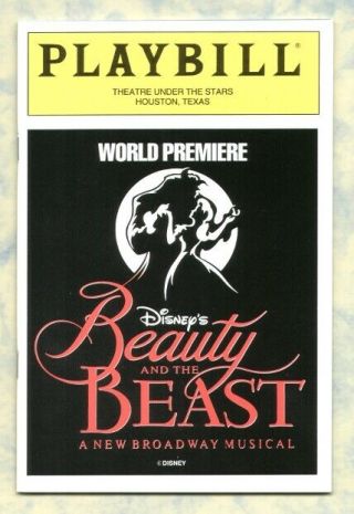World Premiere Beauty And The Beast Musical Playbill Houston Before Broadway