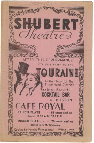 Babes In Arms Program.  Shubert Theatre Boston March - April 1937 Bway Tryout