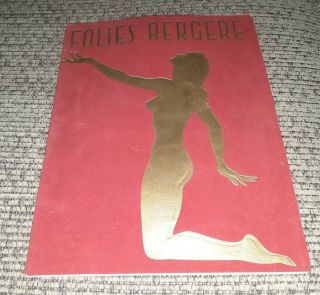 Folies Bergere Program Book 1950s Paris Revues On Red Velvet Vintage Antique