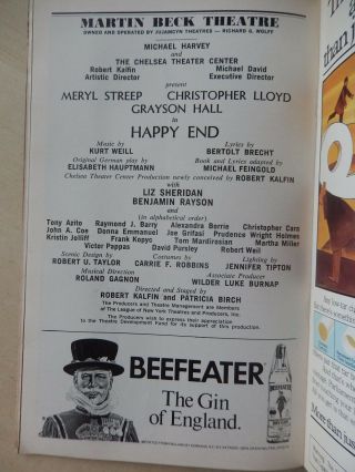 May 1977 - Martin Beck Theatre Playbill - Happy End - Meryl Streep - Lloyd 3