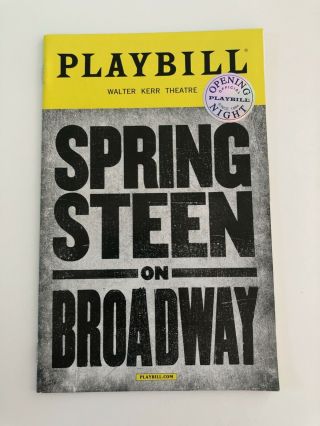 Bruce Springsteen On Broadway Opening Night Playbill With Sticker