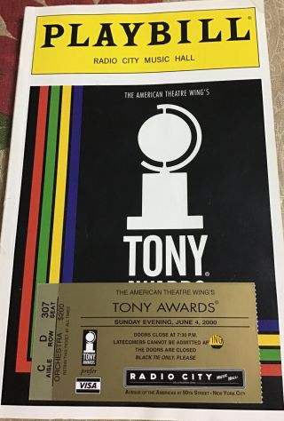 54th Annual Tony Awards 2000 Playbill / Gold Ticket Rosie O 