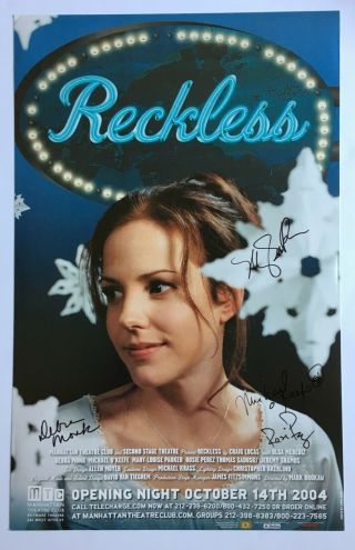 Reckless Broadway Window Card Signed By Monk,  O 