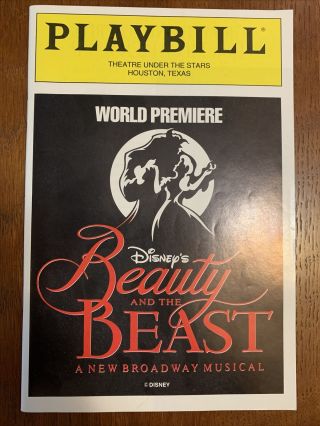 World Premiere Beauty And The Beast Musical Playbill Houston Before Broadway