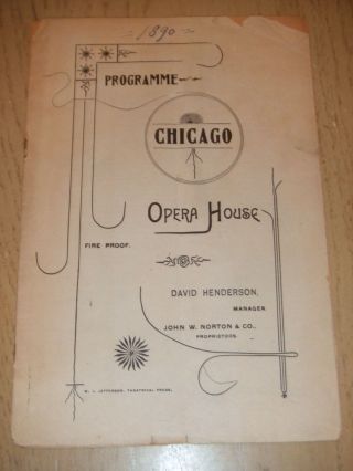 Antique 1890 Chicago Opera House Program Crystal Slipper Eddie Foy Sr Jr Iii Chi