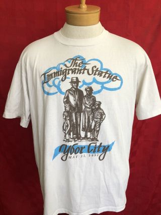 Rare Vintage 1992 The Immigrant Statue Ybor City Tampa Florida Shirt Xl Colombia