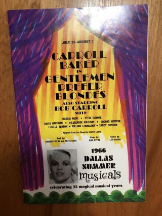 1966 Carroll Baker Gentleman Prefer Blondes Dallas Summer Musicals Brochure