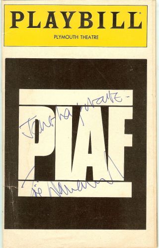 Piaf Playbill Plymouth Theater Nyc 1981 Signed Jane Lapotaire Tony Winner