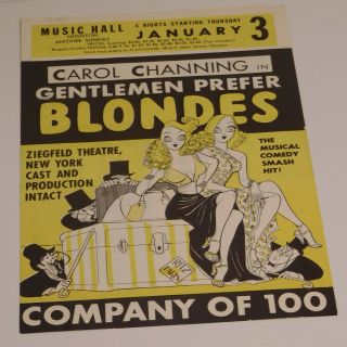 Carol Channing Gentlemen Prefer Blondes Handbill/flyer