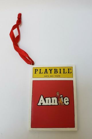 Annie Playbill Christmas Tree Ornament Martin Beck Theatre Red Ribbon