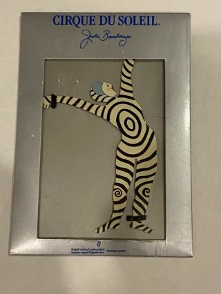 Vtg Judie Bomberger Cirque Du Soleil " O " Zebra Metal Hand Painted Ornament