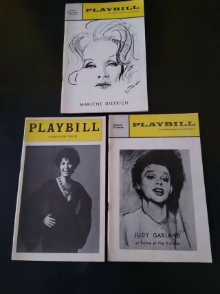 3 Legends: Theatre Playbills For Judy Garland,  Lena Horne,  Marlene Dietrich.
