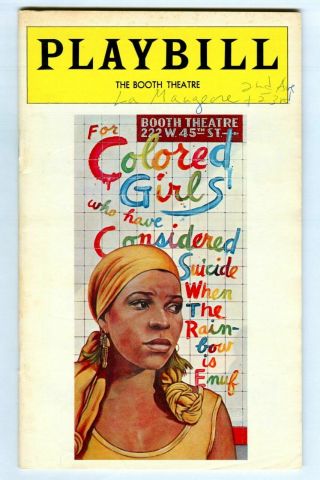 Vintage 1976 For Colored Girls… Booth Theatre Broadway Playbill Trazana Beverley