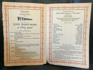 1920s Vitaphone John Barrymore in Don Juan Warner Theatre Program 2