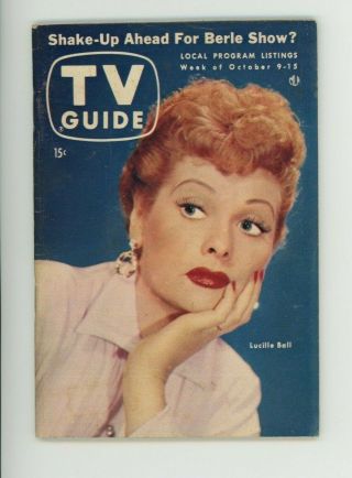 1954 Vintage Rare Oct.  9 - 15 Lucille Ball - Lucy Tv Guide No Label Nm