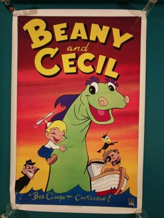 Vintage Beany And Cecil Puppet Cartoon Television Poster Tv 1964 Video 1984 Gift