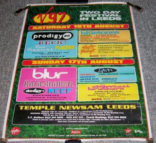 Prodigy Foo Fighters Blur Ash Stunning Rare " V " Festival Poster August 1997
