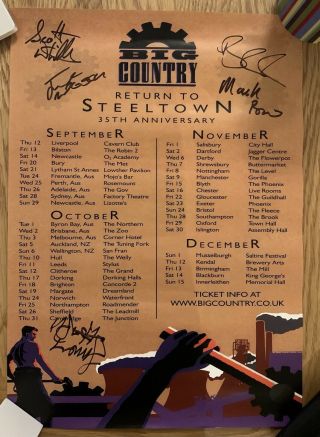 Signed Big Country ‘return To Steeltown 35th Anniversary’ Tour Poster & Badges