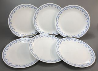 Set Of 6 Corelle Corning Morning Blue White Dinner 10.  25 " Plates Blue Flowers Aa