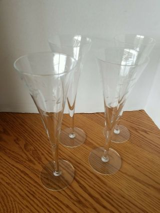 Princess House Crystal Heritage Champagne Flutes Glasses Set Of 4 Euc