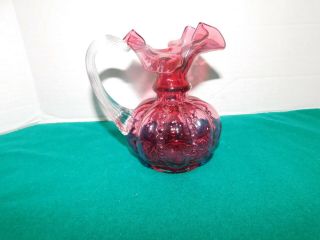 Vintage Fenton Cranberry Glass 6 Inch Tall Pitcher - -