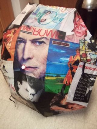 David Bowie Collage Of Color Lp Covers 42 " Polyester Umbrella One Of A Kind