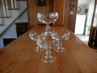 Vintage Princess House Heritage Set Of 4 Stem Dessert Dish Glass Glasses 507