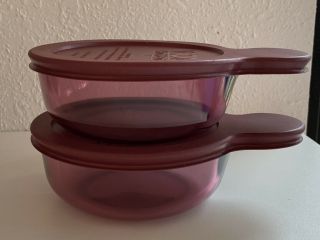 Set 2 Corning Ware Cranberry Visions “grab It " Bowls With Lids