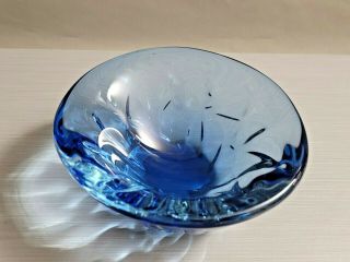 Contemporary Arte Murano Icet Small Cobalt Blue Glass Bowl 2 1/8  T 5  W