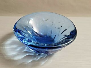 Contemporary Arte Murano ICET Small Cobalt Blue Glass Bowl 2 1/8  T 5  W 3