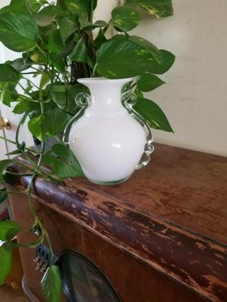 Margies Gardens - White Artisan Hand Blown Glass Vase - Summer Flowers