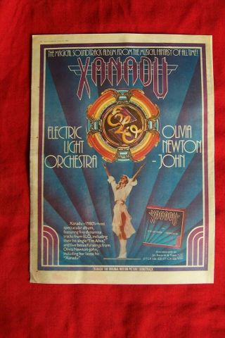 Olivia Newton John Elo 1980 Vintage Poster Advert Xanadu Album Lp