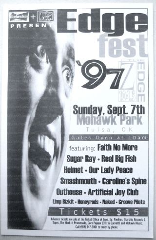 Faith No More Concert Poster Edgefest 1997