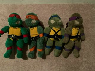 Tmnt Complete Set Of 4 Plush Stuffed Playmates 1988 Teenage Mutant Ninja Turtles