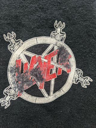 Vintage Slayer T Shirt Double Sided Mens M/l Early 2000s? Black Heavy Metal