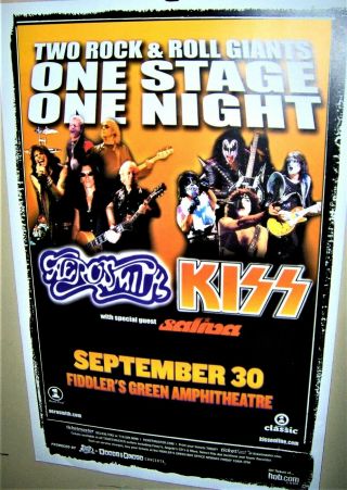 Kiss And Aerosmith In Concert Show Poster Denver Co Fiddlers Green Paul Stanley