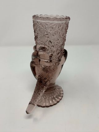 Vintage 6” Tall FENTON AMETHYST Glass Bud Torch VASE Hand with Horn Cornucopia 2