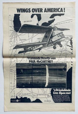 Wings Paul Mccartney Vintage 1976 Dutch Poster Advert Over America