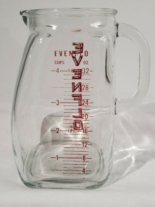 Vintage Evenflo 4 Cup 32 Oz.  Glass Measuring Pitcher Baby Formula Milk
