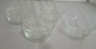 Set Of 4 Clear Pyrex 463 Custard Cup 175ml 6 Ounces Glass 3 Ring